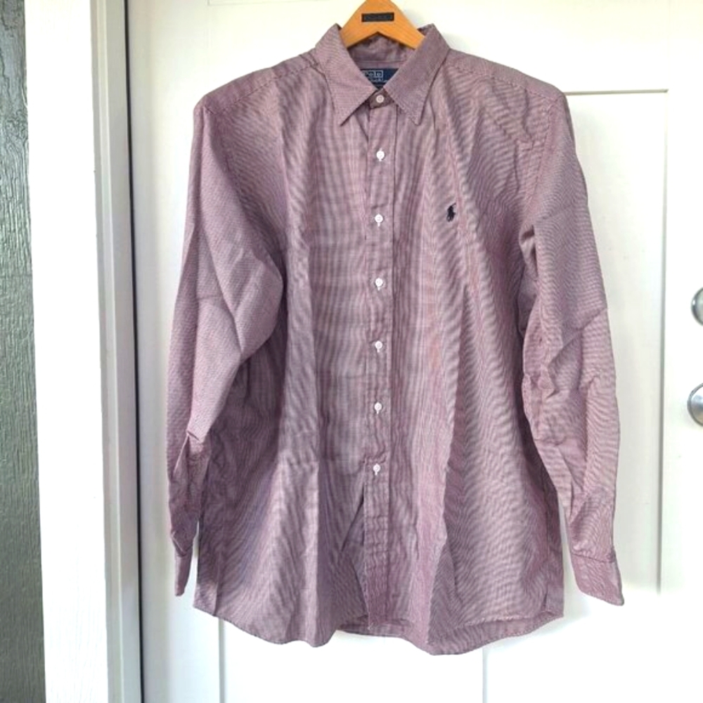 Vintage Ralph Lauren Button Down Red/White Checkered Men XL Long Sleeve Shirt